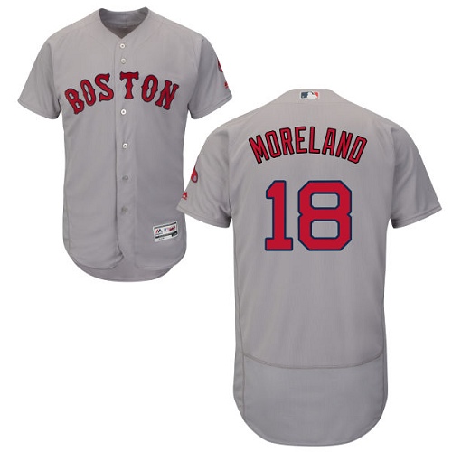 Red Sox 18 Mitch Moreland Gray Flexbase Jersey - Click Image to Close