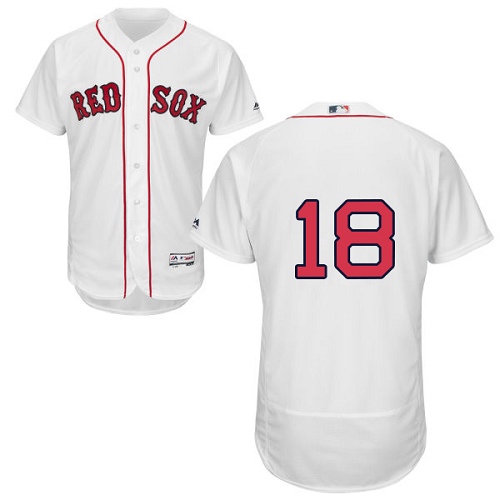 Red Sox 18 Mitch Moreland White Flexbase Jersey - Click Image to Close