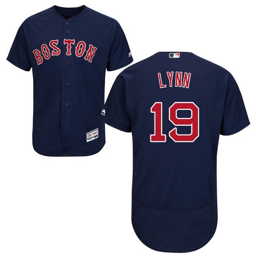 Red Sox 19 Fred Lynn Navy Flexbase Jersey - Click Image to Close