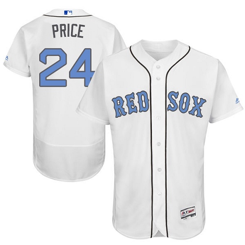 Red Sox 24 David Price White Father's Day Flexbase Jersey - Click Image to Close