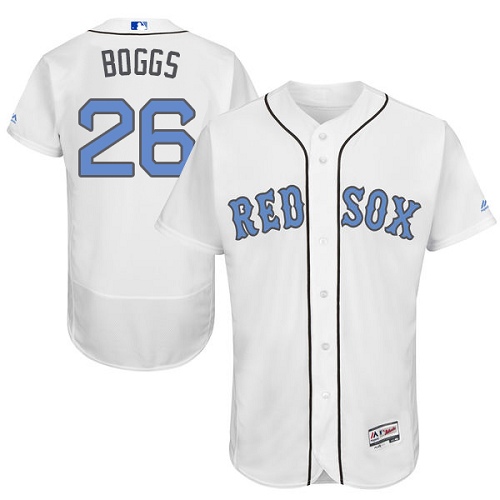 Red Sox 26 Wade Boggs White Father's Day Flexbase Jersey - Click Image to Close
