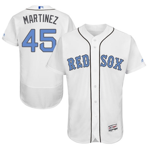 Red Sox 45 Pedro Martinez White Father's Day Flexbase Jersey - Click Image to Close