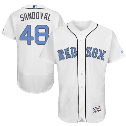 Red Sox 48 Pablo Sandoval White Father's Day Flexbase Jersey - Click Image to Close