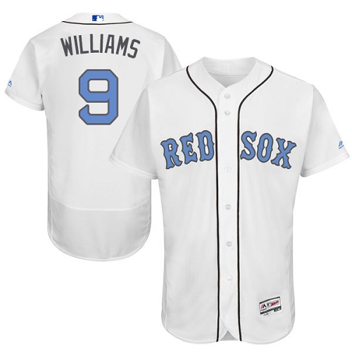 Red Sox 9 Ted Williams White Father's Day Flexbase Jersey - Click Image to Close