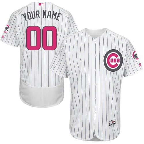 Chicago Cubs White Mother's Day Men's Flexbase Customized Jersey - Click Image to Close