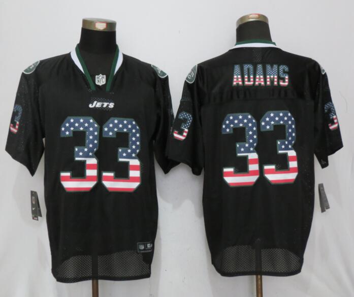 Nike Jets 33 Jamal Adams Black USA Flag Fashion Elite Jersey