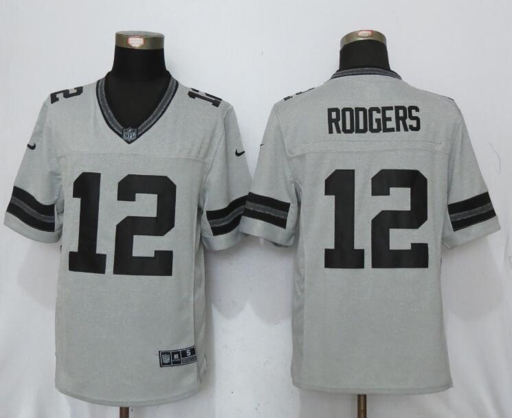 Nike Packers 12 Aaron Rodgers Gray Gridiron II Limited Jersey
