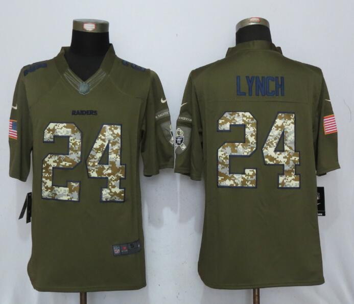 Nike Raiders 24 Marshawn Lynch Green Salute to Service Limited Jersey