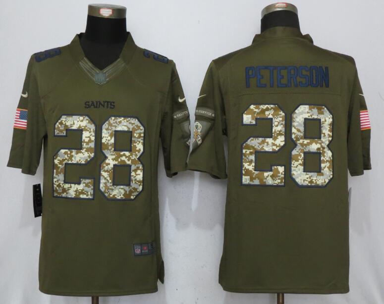Nike Saints 28 Adrian Peterson Green Salute to Service Limited Jersey