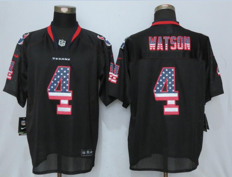 Nike Texans 4 Deshaun Watson Black USA Flag Fashion Elite Jersey