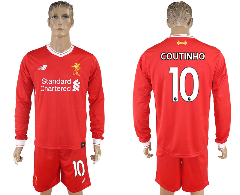 2017-18 Liverpool 10 COUTINHO Home Long Sleeve Soccer Jersey