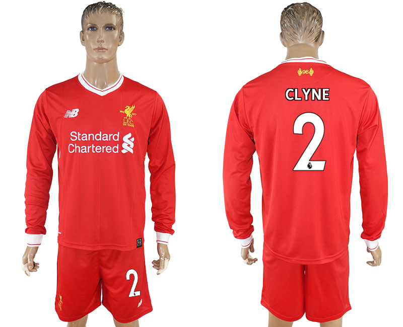 2017-18 Liverpool 2 CLYNE Home Long Sleeve Soccer Jersey