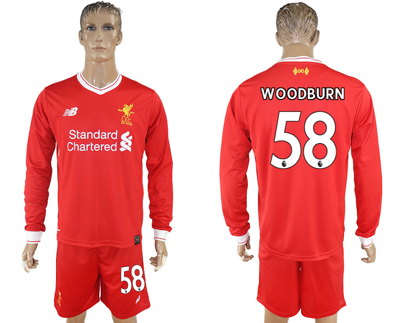 2017-18 Liverpool 58 WOODBURN Home Long Sleeve Soccer Jersey