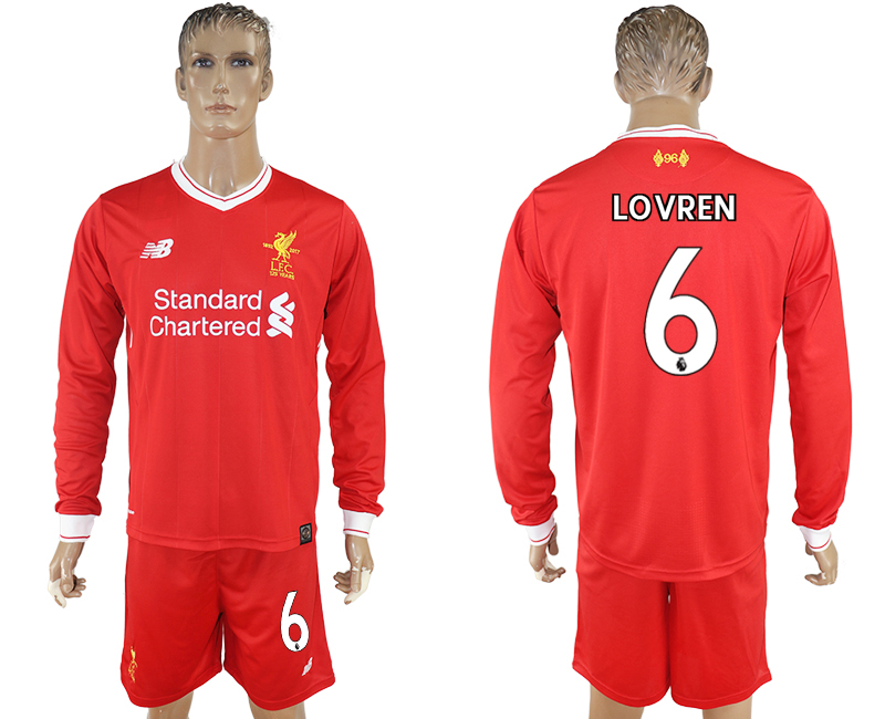 2017-18 Liverpool 6 LOVREN Home Long Sleeve Soccer Jersey