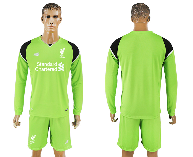 2017-18 Liverpool Green Goalkeeper Long Sleeve Soccer Jersey