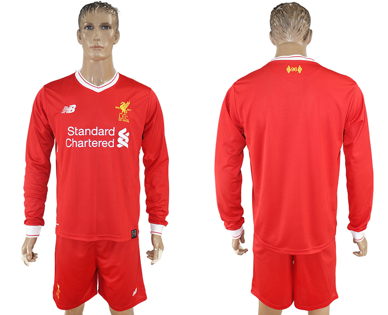 2017-18 Liverpool Home Long Sleeve Soccer Jersey
