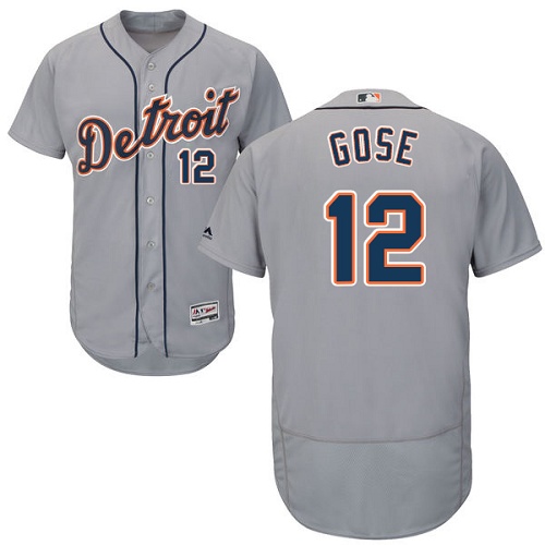 Tigers 12 Anthony Gose Gray Flexbase Jersey - Click Image to Close