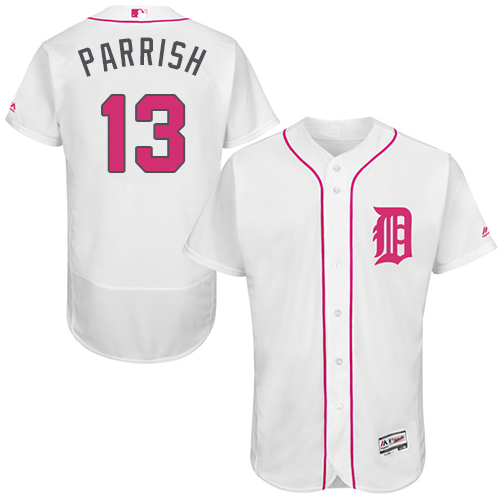 Tigers 13 Lance Parrish White Mother's Day Flexbase Jersey