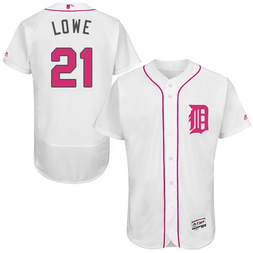 Tigers 21 Mark Lowe White Mother's Day Flexbase Jersey
