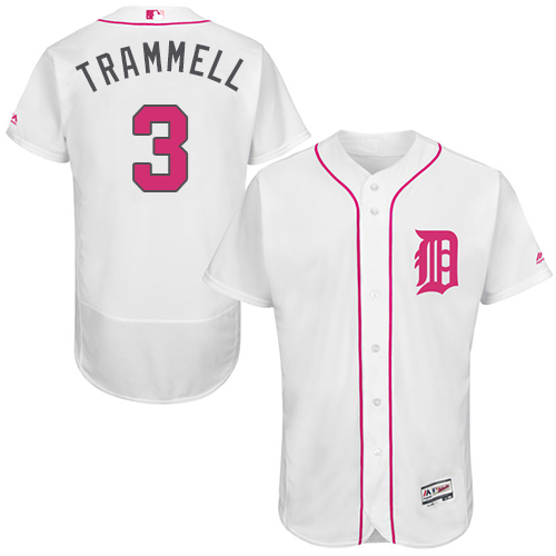 Tigers 3 Alan Trammell White Mother's Day Flexbase Jersey