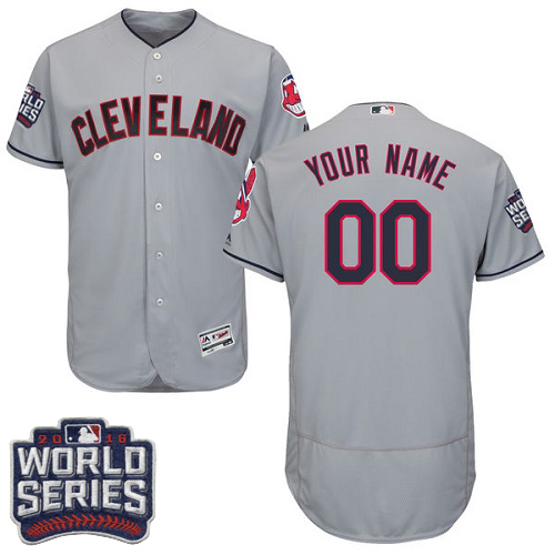 Cleveland Indians Gray World Series Men's Customized Flexbase Jersey