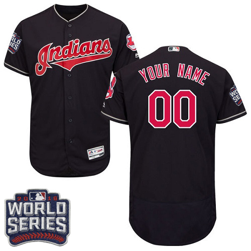 Cleveland Indians Navy World Series Men's Customized Flexbase Jersey