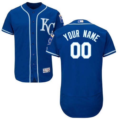 Kansas City Royals Blue Men's Customized Flexbase Jersey - Click Image to Close