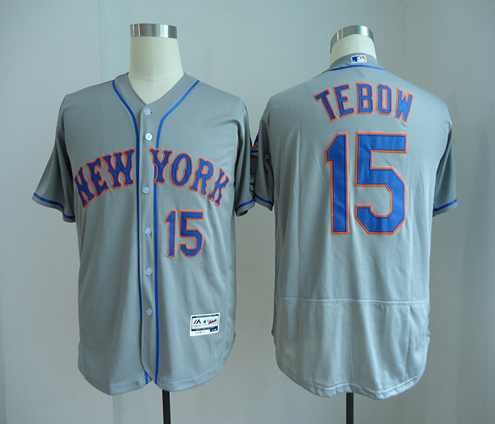 Mets 15 Tim Tebow Gray Flexbase Jersey