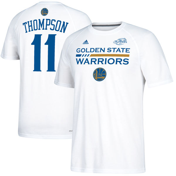 Men's Golden State Warriors 11 Klay Thompson White 2017 NBA Finals Bound Gametime Shooter T-shirt