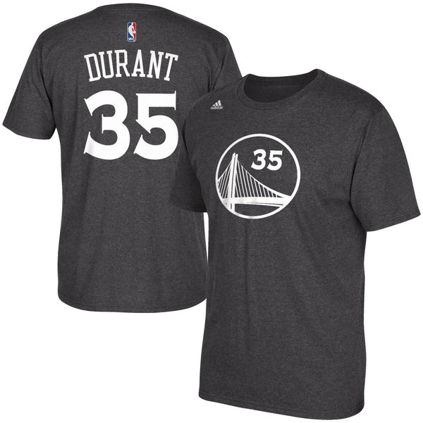 Men's Golden State Warriors 35 Kevin Durant Gray Name & Number T-shirt