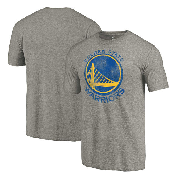 Men's Golden State Warriors Fanatics Branded Heathered Gray Distressed Primary Logo Tri Blend T-shirt