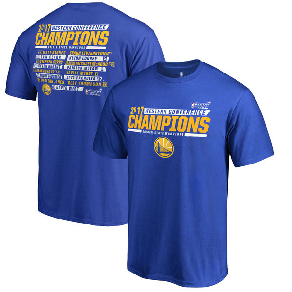 Men's Golden State Warriors Fanatics Branded Royal 2017 Western Conference Champions Alley Oop Roster T-shirt
