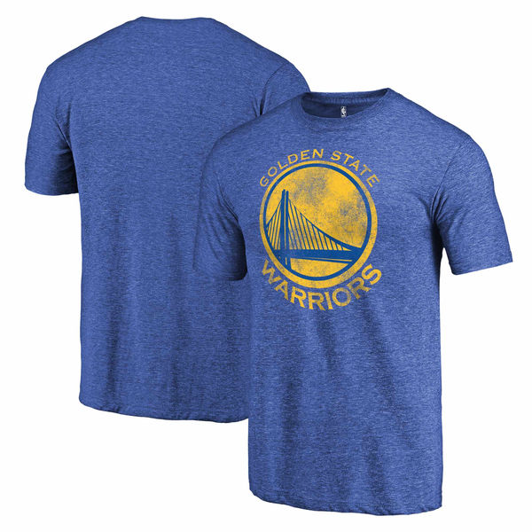 Men's Golden State Warriors Royal Distressed Team Tri Blend T-shirt