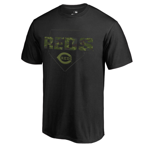 Men's Cincinnati Reds Fanatics Branded Black Big & Tall Memorial Camo T-shirt