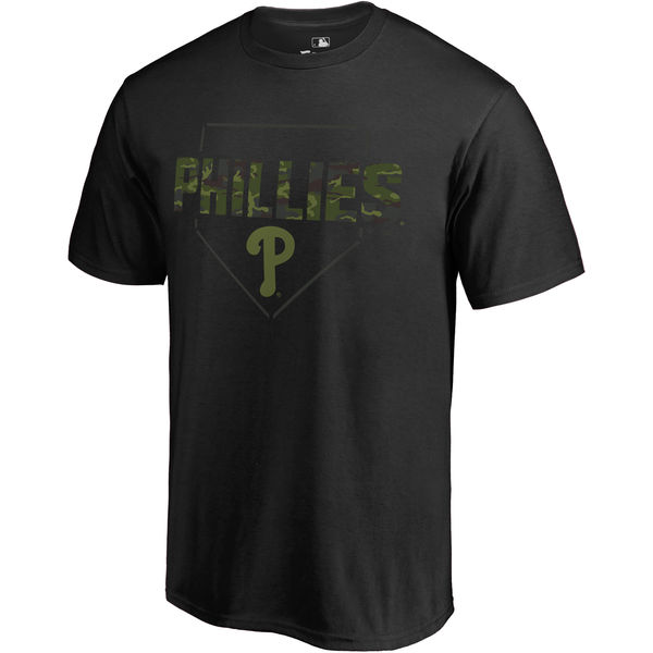 Men's Philadelphia Phillies Fanatics Branded Black Big & Tall Memorial Camo T-shirt