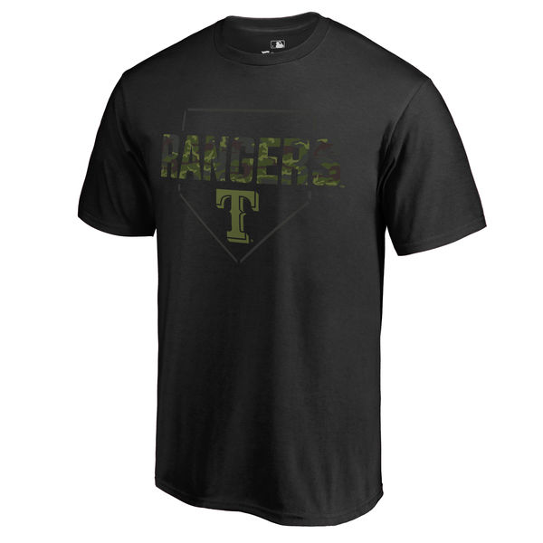 Men's Texas Rangers Fanatics Branded Black Big & Tall Memorial Camo T-shirt - Click Image to Close