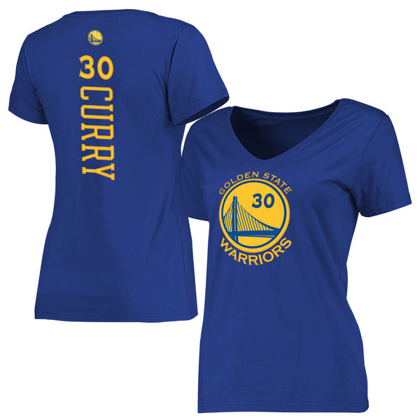 Women's Golden State Warriors 30 Stephen Curry Royal Backer Classic Fit T-shirt - Click Image to Close