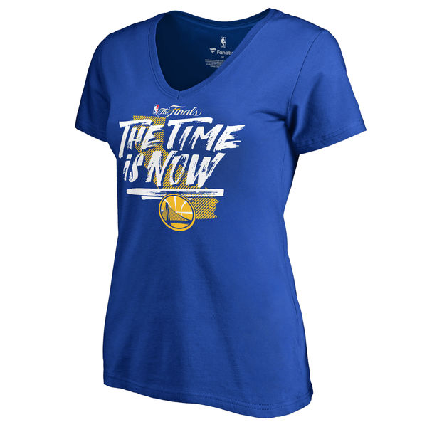 Women's Golden State Warriors Fanatics Branded Royal 2017 NBA Finals Bound Plus Size V Neck T-shirt - Click Image to Close