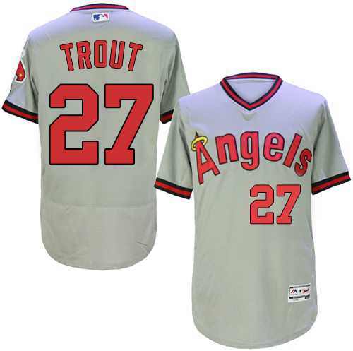 Angels 27 Mike Trout Gray Throwback Flexbase Jersey
