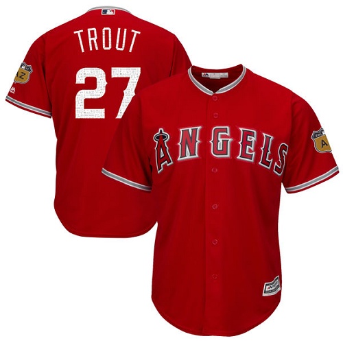 Angels 27 Mike Trout Red 2017 Spring Training Cool Base Jersey