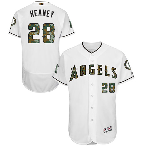 Angels 28 Andrew Heaney White Memorial Day Flexbase Jersey