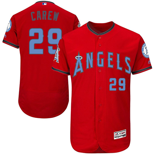 Angels 29 Rod Carew Red Father's Day Flexbase Jersey - Click Image to Close