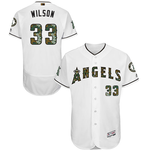 Angels 33 C.J. Wilson White Memorial Day Flexbase Jersey