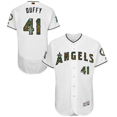 Angels 41 Danny Duffy White Memorial Day Flexbase Jersey