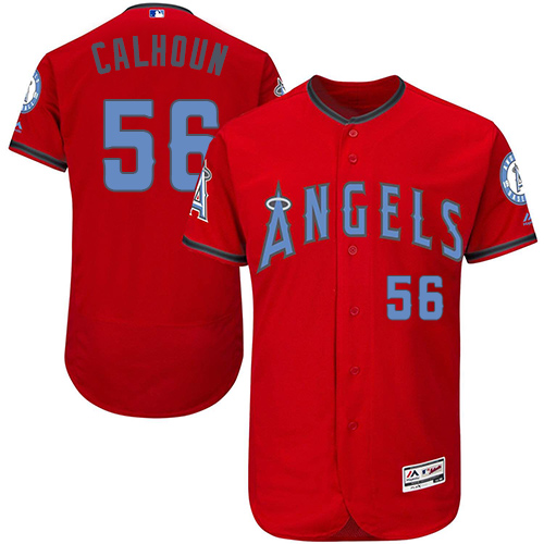 Angels 56 Kole Calhoun Red Father's Day Flexbase Jersey - Click Image to Close