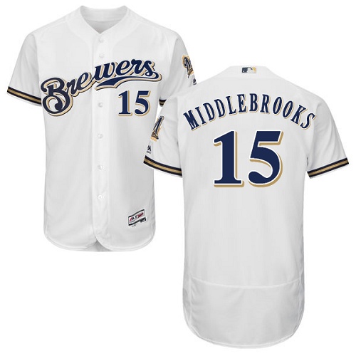 Brewers 15 Will Middlebrooks White Flexbase Jersey - Click Image to Close