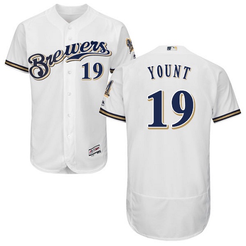 Brewers 19 Robin Yount White Flexbase Jersey
