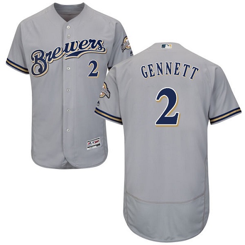 Brewers 2 Scooter Gennett Gray Flexbase Jersey - Click Image to Close