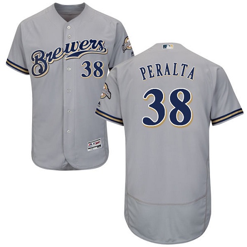 Brewers 38 Wily Peralta Gray Flexbase Jersey