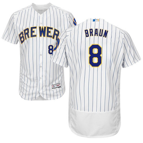 Brewers 8 Ryan Braun White Flexbase Player Jersey